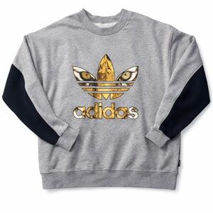 Adidas X Rita Ora Banned from Normal Gray Sweater with Gold Logo Preppy Lounge